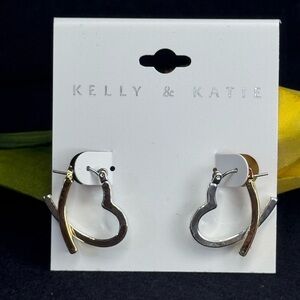 Kelly & Katie Silver And Gold Heart Hoop earrings .75in